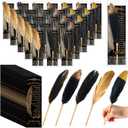 Spakon 25 Sets Feather Pen Wedding Favors Bulk bridal Shower Quill Ballpoint Pens Gold Vintage Bridal Shower Favors with Thank You Tags Wedding Gifts Souvenirs for Guest Signature(Elegant)