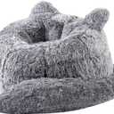 Achicsofar Bean Bag Chair for Adults Teens Giant Faux Fur Bean Bag Chairs with Filler Fluffy Plush Cat Shaped Beanbag Couch Comfy Accent Floor Sofa for Gaming, Reading in Living Room, Bedroom, Dorm