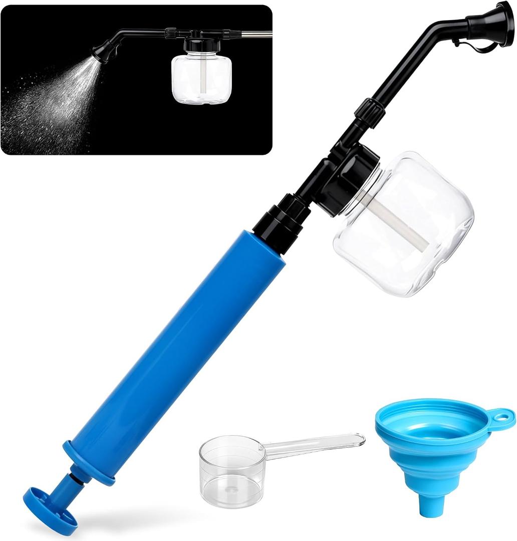 Push-Pull Powder Duster Air Pump Sprayer for Diatomaceous Earth, Delta Dust & Fine Powder Application Adjustable Length 19"44", Transparent Tank & Stainless Steel Rod, Efficient Even Dusting Tool