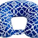 Adult Cozy Soft Microfiber Neck Pillow for Travel  Compact, Machine Washable - Perfect for Airplane, Car, or Home Use - Filled and Finished in the USA  Blue Trellis