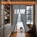 Thermal Door Curtain Fits Doors Size 34"x82"，Curtain Size 37"x84", Magnetic Insulated Curtain Center Open, Visible Panels,Keep Warm in Winter Cool in Summer,Diamond Pattern,Gray