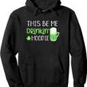 St Patricks Day Hoodie Drinking Saying Green Graphic Funny Pullover Hoodie, Size 2XL
