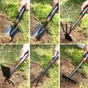 Garden Tool Set (Garden Tool Set, 7 Pieces, Gardening Tool Kit Including 2 Shovels, Rakes, Cultivators, and Transplanting Tools, Rust-Resistant Iron Tools, Rubber Grip Handles (7))