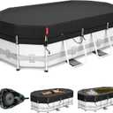 QH.HOME 10x16ft Oval Pool Cover,[Ultimate Windproof & Tear-Resistant Fabric],Snug Fit with Patented Ratchet & Weight Rings,Solar Pool Cover for Above Ground Pools, Blocks Leaves &Waterproof