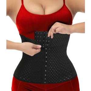 Waist Trainer for Women Lower Belly Fat Hourglass Body Shaper Waist Cincher Shapewear with Steel Bones Extender (Medium, Black (6 Rows*15 Hooks-28cm))
