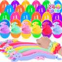 24 Pack Easter Eggs Filled with Bunny Stretchy Strings, Easter Basket Stuffers Fillers with Fidget Toys, Party Favors, Classroom Prizes, Ideal Gifts for Boys Girls