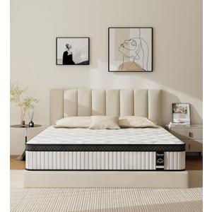 Twin Mattress 12 Inch, Bed in a Box Hybrid with Gel Memory Foam & Pocket Springs, Medium Firm, Pressure Relief, Motion Isolation, Edge Support, Fiberglass Free, CertiPUR, White