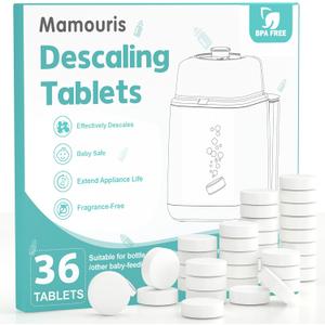Descaling Tablets 36 Count: for Momcozy Baby Brezza Grownsy Papablic Bottle Washers, Detergent Washing Tablets for All Brands Baby Bottle Washer Machine Warmer Sterilizers Formula Maker