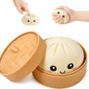 Dumpling Squishy Toys, Gaint Dumpling Squishy Mystery Box, Colorful Squishies Dumplings Stress Balls Toy, Stocking Stuffers with Food Steamer Stretchy Desk Toy (Cream White)