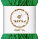 2 x Soft Chenille Yarn Velvet Yarn Blanket Yarn for Knitting Fancy Yarn for Crochet Weaving DIY Bulky Weaving Crafts Making Blankets, Clothes, 3.5 Oz/Skein (1 skeins, Grass)