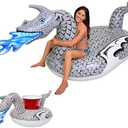 GoFloats Giant Inflatable Pool Floats - Choose Unicorn, Dragon, Flamingo, Swan, or Bull - Includes Drink Float, L