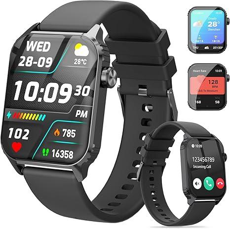 Smart Watch for Men, 120+ Sports Modes Smartwatch with 1.83" HD Touchsreen, Sleep Monitor, IP67 Waterproof, Bluetooth Call & Music Control Fitness Watch for iPhone/Android 
Black