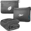 PAVILIA Travel Blanket Pillow, Airplane Blanket Set in Soft Bag with Pockets, Plane Blanket Compact Packable, Flight Essentials Car Pillow, Travelers Accessories Gifts, Luggage Strap, Gray