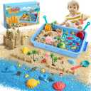 FRUSE Ocean Sensory Bin,Play Sand Art Kit with 2.2lbs Play Sand,12 Sea Animal Toys,Sand Molds,Role Play Beach Toy Sandbox Toys for Toddlers 3 4 5 6 7