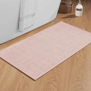 chakme Bathroom Rugs Mat 47x25, Ultra Thin Non Slip Bath Mat Large Quick Dry Absorbent Bath Mat for Bathroom Floor, (Pink, 47"x25") (2' x 3'11" (Rectangular))