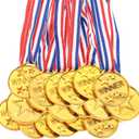 Gejoy 30 Pieces Gold Plastic Winner Award Medals, Gymnastics Field Day Awards for Sports, Competition, Talent Show, Spelling Bee Birthday Party Favors Gifts