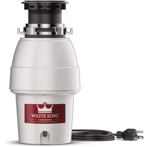 Waste King L-2600 Legend Series 1/2 HP Continuous Feed Garbage Disposal with Power Cord, Waste Disposer for Kitchen Sink