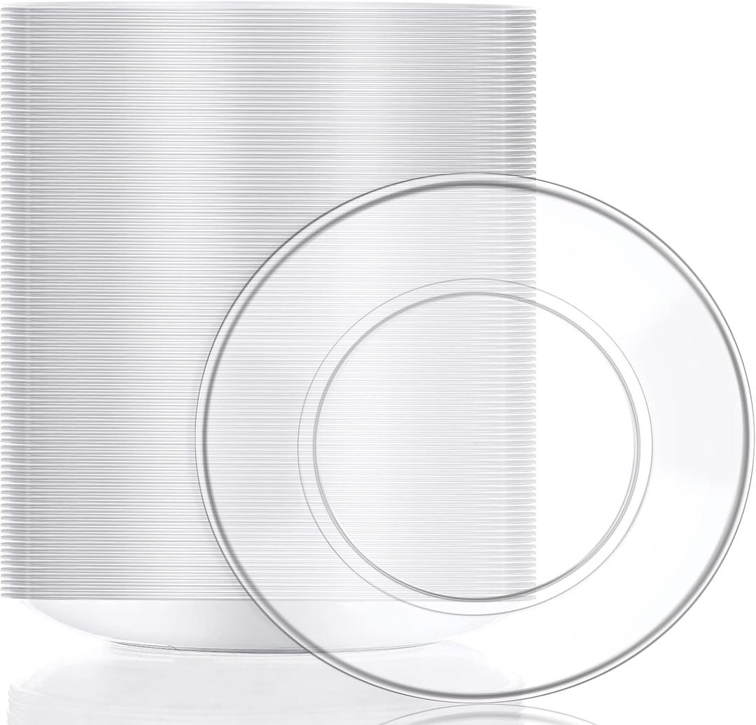 Clear Plastic Dessert Plates 5.5 Inch Disposable Cake Plates Small Party Dishes Bulk Clear Round Dishes for Wedding Dinner Appetizers BBQ Travel Catering Events(200 Pcs)