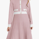 GRACE KARIN Girls Sweater Fall Dress Long Sleeve Knit A Line Contrast Casual Winter Dresses 8Y