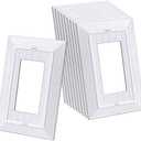 CML Single Beadboard Decorator Wall Plate, 1-Gang Decorative Receptacle Outlet Covers, 10 Pack Retro Wood grain Design Switch Plates, Mid-Size 3.15”X 4.87”, Impact Resistant, White