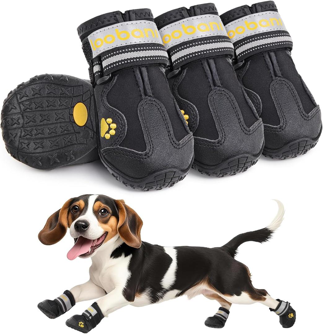 LOOBANI Medium Dog Shoes for Hot Pavement - Anti-Slip Dog Boots & Paw Protectors for Hardwood Floors, Waterproof Dog Shoes Large Size Dogs for Senior Dog Rain Summer Outdoor Hiking Walking, Size 6