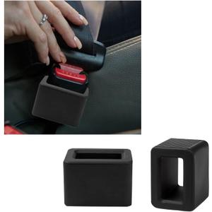 Augeny 2PCS Seat Belt Buckle Holder, Silicone Auto Rear Seatbelt Buckle Booster to Makes Receptacle Stand Upright for Easy Access, Universal Vehicle Seatbelt Buckle for Kids Black