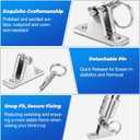 4 Pcs Bimini Top Deck Hinge, 304 Stainless Steel Marine Hardware with Pin, Ring and Screws, Boat Bimini Top Parts for Pontoon, Fishing & Ski Boats
