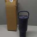Ello Oasis Go+ 32oz Tumbler with Top Handle and Retracting Straw | Reusable Insulated Stainless Cup, 100% Leakproof Water Bottle, 24 Hours Cold, Cup Holder Friendly For Travel | Porcelain Rose Navy