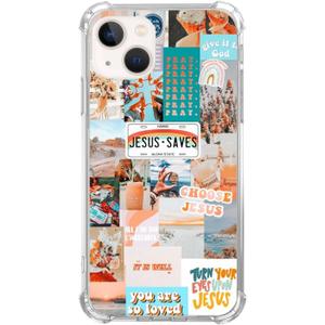 Aesthetics Jesus God Collage Phone Case Compatible with iPhone 13, Jesus Quotes Collage Trendy Cool Teen Girl Boy Unique Soft TPU Bumper Protective Cover Case for iPhone 13