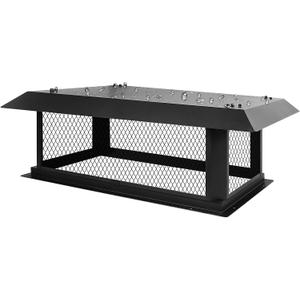 Chimney Cap Chimney Cover,Fireplace Chimney Caps for Outside 17"x29",Chimney Flue Cover Chimney Rain Cap,Roof Rain Guard Chimney Top Protector Cover Chimney Exhaust Vent Cap for Flue Tile Chimney (Black Galvanized Steel)