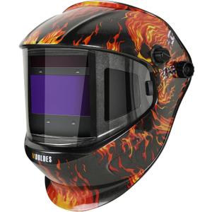 MDOLDES Large Angle True Color Solar Automatic dimming Welding Helmet, 4 arc sensors with Wide Shading Range of 4/5/9-13, Welding mask Suitable for TIG MIG ARC Welding mas (flame)