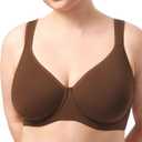 HSIA Bras for Women Minimizer Full Coverage, Plus Size T Shirt Unlined Underwire Smooth Bra, Seamless Cups Joan Ultimate Soft (36DDD, Coffee Brown)