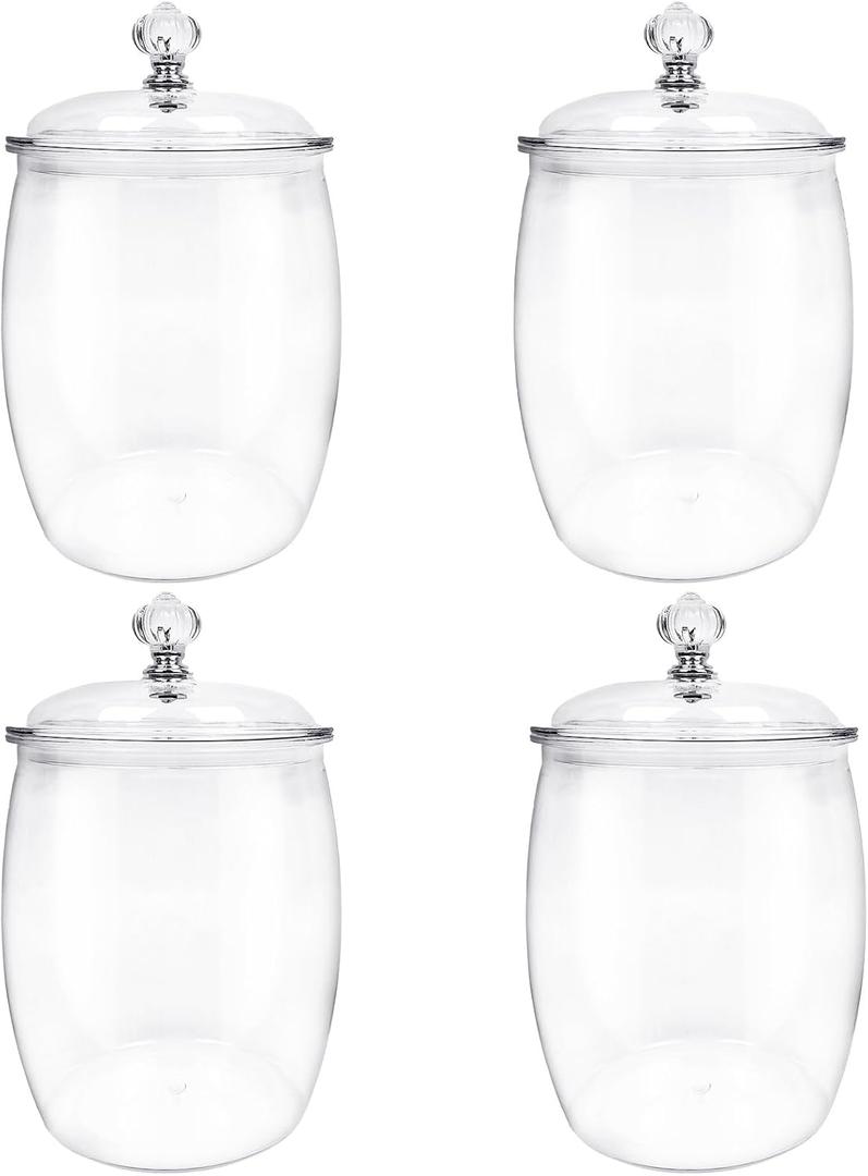 4 Pcs Candy Cookie Jar, 74 oz Clear Plastic Jars with Lids Apothecary Jars Candy Buffet Storage Containers Airtight Food Canister Home Organization for Kitchen Laundry and Party