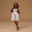 Barbie Basics Model Collector Fashion Doll 09 with Brunette Hair in Golden Dress & Strappy Heels, Universal-fit Fashions & Posable Body