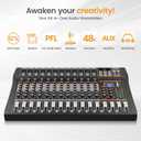 Audio Mixer Sound Board, Bluetooth Music Mixing Board (12 Channels)