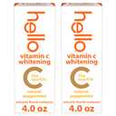 hello Vitamin C Whitening Toothpaste with Fluoride, Whitening SLS Free Toothpaste Pack, Up to 2 Shades Whiter Teeth, No Peroxide, Safe for Everyday Use, Natural Peppermint, 2 Pack, 4.0 Oz Tubes