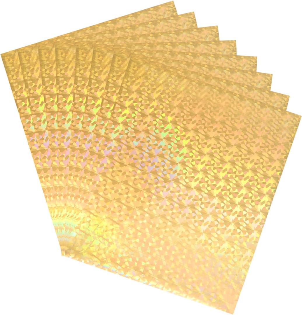 MECCANIXITY 100 Pack Toner Reactive Foil,Deco Foil Transfer Sheets 8.5"x11" A4 Hot Foil Paper for Laser Printer Scrapbooking Heat Transfer DIY Craft,Golden Gemstone