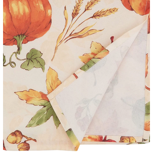  Fennco Styles Fall Leaves Pumpkins Harvest Tablecloth, Orange Cover for Thanksgiving, Seasonal Décor, Banquet, Family Gathering and Special Events
