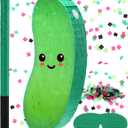 Sonwyoung Pickle Piñata for Kids Birthday Party 15.7 x 6.7 x 2.8 Inches Cucumber Theme Piñata with Bat Blindfold and Confetti for Baby Shower Photo Props Cinco De Mayo Fiesta Decoration
