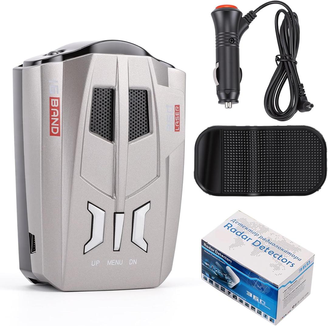 Car Radar Detector 360 Degree Protection Blind Free Electronic Dog Radar Speedometer Tester, Directional System Real Time Voice Alert Speed, Built-in GPS, LED Display