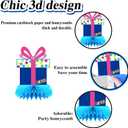 2 x 10 Pieces Happy Birthday Decorations Set,3D Table Toppers Double Sided Stand Cards for Party Supplies,Colorful Birthday Themed Honeycomb Centerpiece. (4 year old)