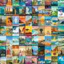 Puzzles for Adults 1000 Pieces Vintage World Travel, Jigsaw Puzzles Landscape Poster Puzzle Landmarks, 1000 Piece Jigsaw Puzzles for Adults 90 Scenics World Scenery