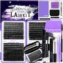 DIY Lash Extension Kit 804Pcs D Curl Individual Lash Clusters Eyelashes Extension Set with Mirror Lash Storage Box Lash Bond&Seal Glue Remover Tweezers Lash Brush Applicator