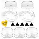 Stove Knob Safety Covers, 5Pcs Fits 90% Oven/Stove 5 Heat Alert Stickers Oven Knob Covers for Child Safety, 2nd Gen Kitchen Burner Childproofing, Gas Stove Knob Locks for Kid Baby Pet (Clear)