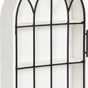 Kate and Laurel Megara Decorative Wooden Hanging Arched Wall Cabinet with Door for Open Storage; 16 x 6 x 24; White and Black; Wooden Floating Wall Bathroom Cabinet for Above Toilet Storage