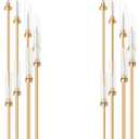 Suclain 2 Sets Floor Candelabra 8 Arms 54 Inch Tall Metal Candle Holders Candlestick Centerpiece for Table Candle Holder with Acrylic Lampshade for Wedding Party Home Decoration (Gold)