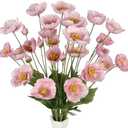 ICBOX Faux Poppy Flowers,8PCS Pink Silk Poppies 23.2in Artificial Poppy Flowers Fake Poppies for Wedding Bouquet Party Table Centerpiece Arrangement Home Decor(Pink)