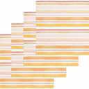 Gradient Orange Kitchen Dish Towels for Drying Dishes Set of 4, Waffle Weave Microfiber Terry Hand Tea Bathroom Towels Quick Dry & Absorbent Towels 12x12 Rustic Geometric Stripes Watercolor (12'' x 12'', 4PCS)
