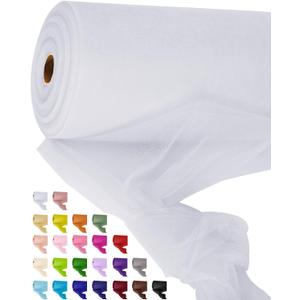 Tulle Fabric Roll, 54 Inch by 40 Yards Sheer Fabric Netting Matte Mesh Bolt for DIY Wedding Decorations, Gift Wrapping, Baby Shower, Tutu Skirt, Halloween Crafts, Christmas Party Supplies (White)