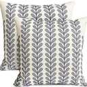 Decorative Throw Pillow Covers Set of 2 Blue Pillow Covers 18x18 Inch Throw Pillow Cover Linen Pillowcase Modern Boho Farmhouse Outdoor Pillow Covers for Couch Sofa Bed Living Room